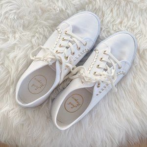 Jack Rogers Carter Lace Up White Gold Sneakers 8M